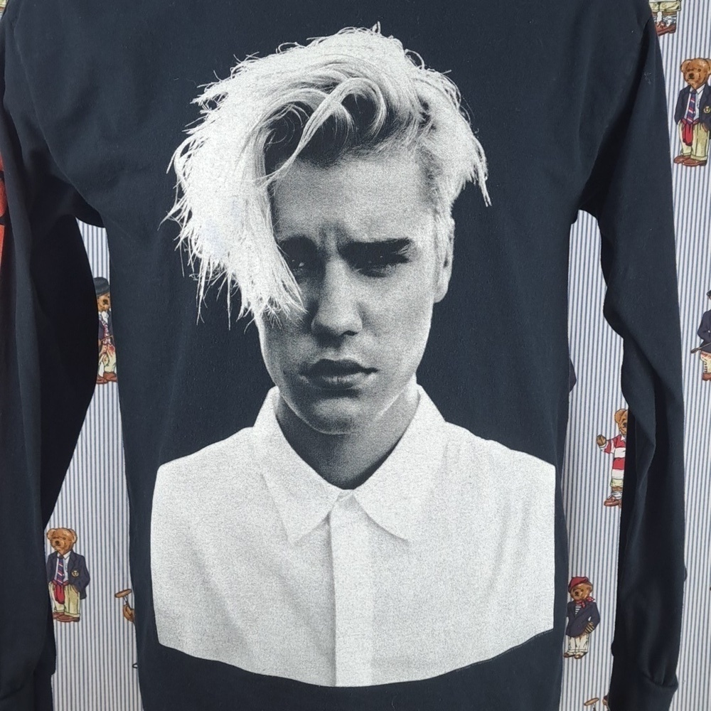 Justin Bieber Purpose Tour double-sided double sleeve graphic black LG t-shirt - Picture 2 of 9